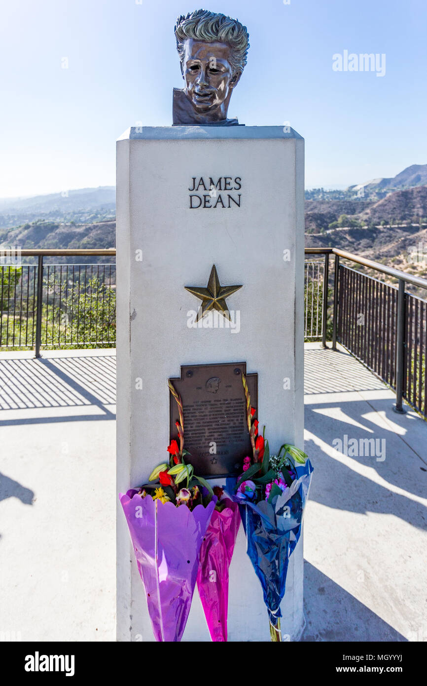 In the sunshine of Griffith Park lies a bust of James Dean, outside the Griffith Observatory