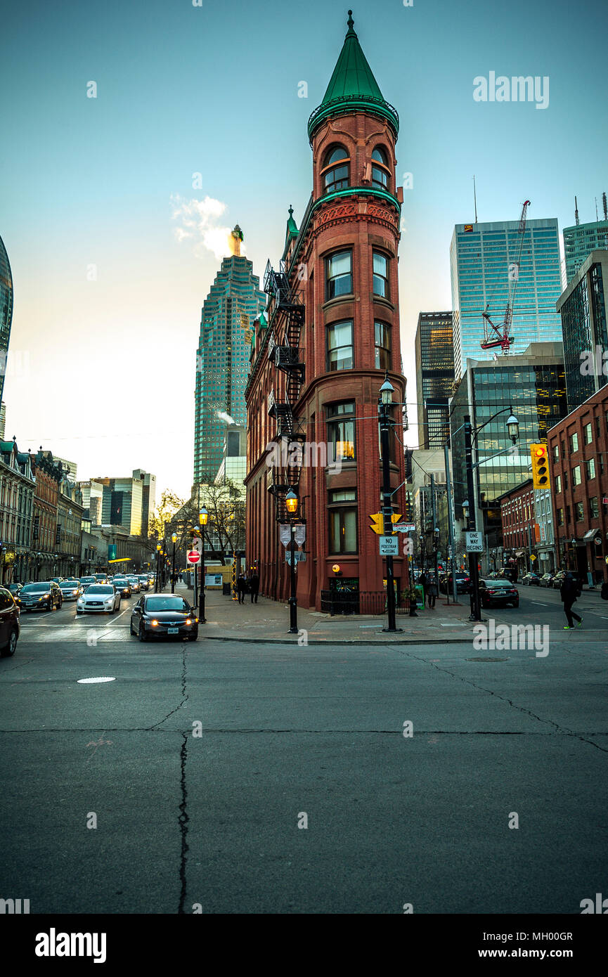 Flat iron building in downtown Toronto Stock Photo