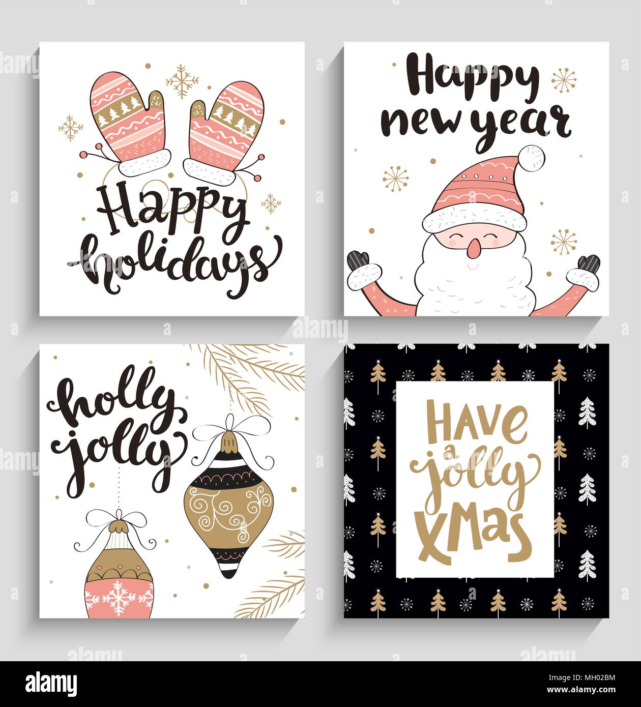 Set of christmas and new year greeting cards. Vector illustration Stock ...