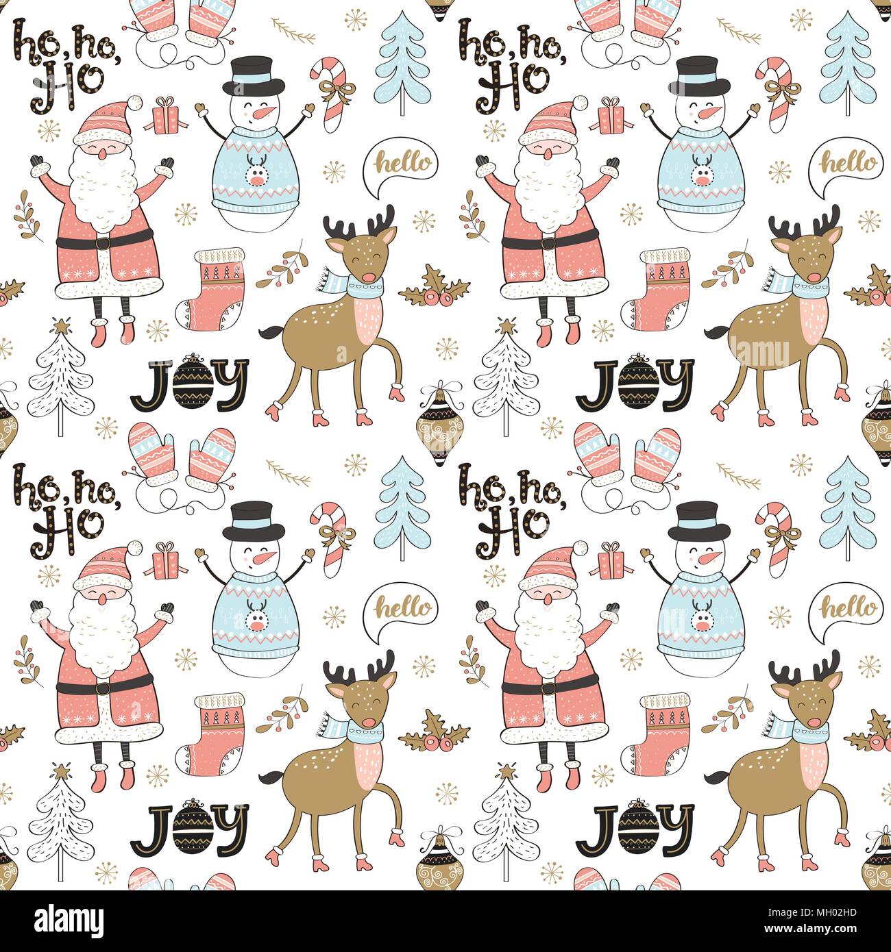 Seamless pattern of christmas and new year elements. Vector ...