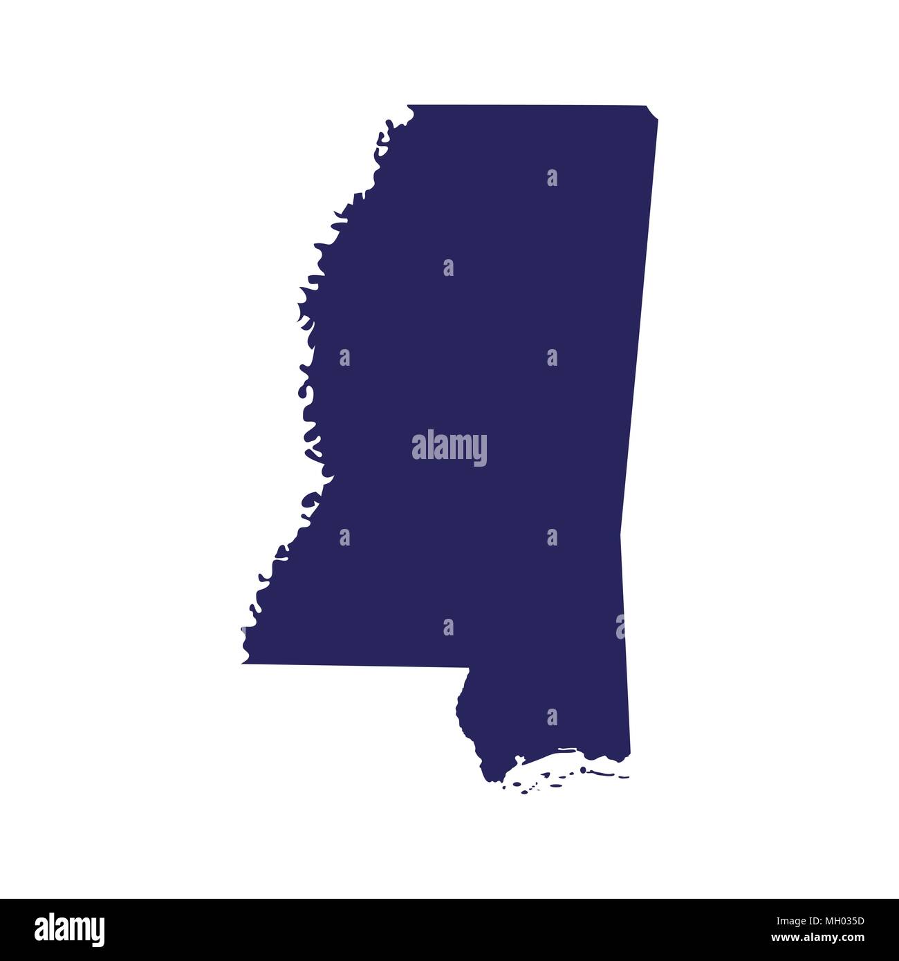 map of the U.S. state of Mississippi  Stock Vector