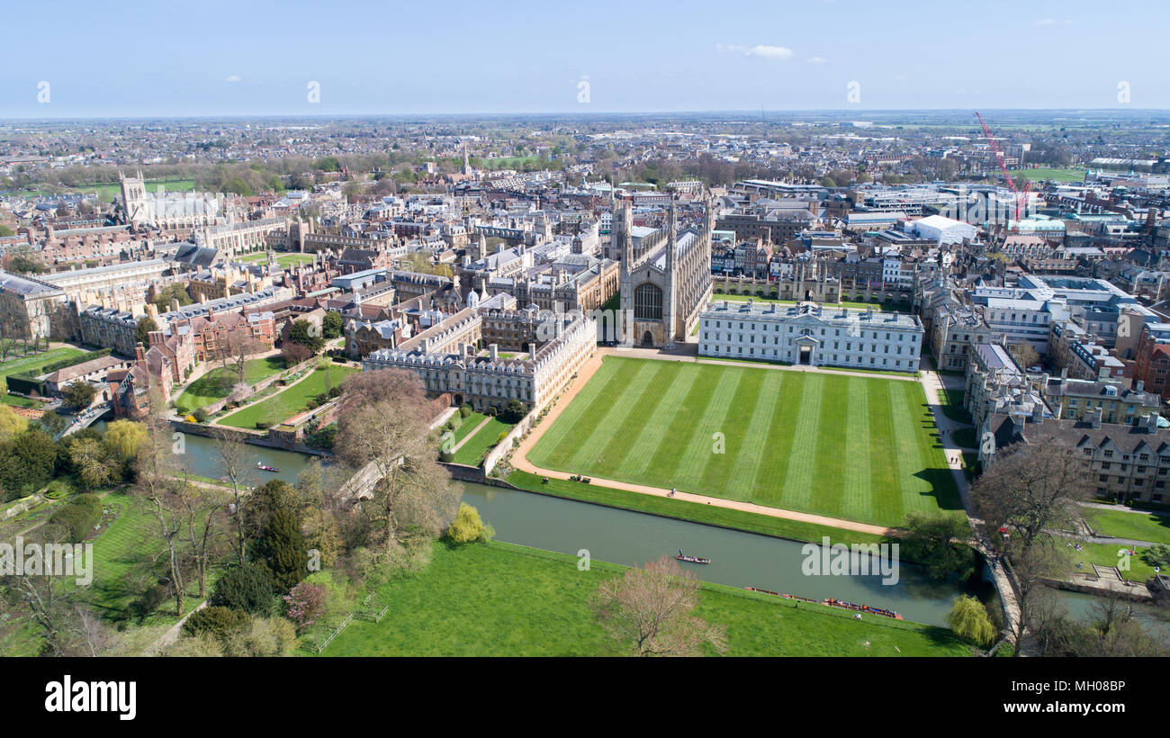 Aerial picture of The Backs and Cambridge University Stock Photo - Alamy