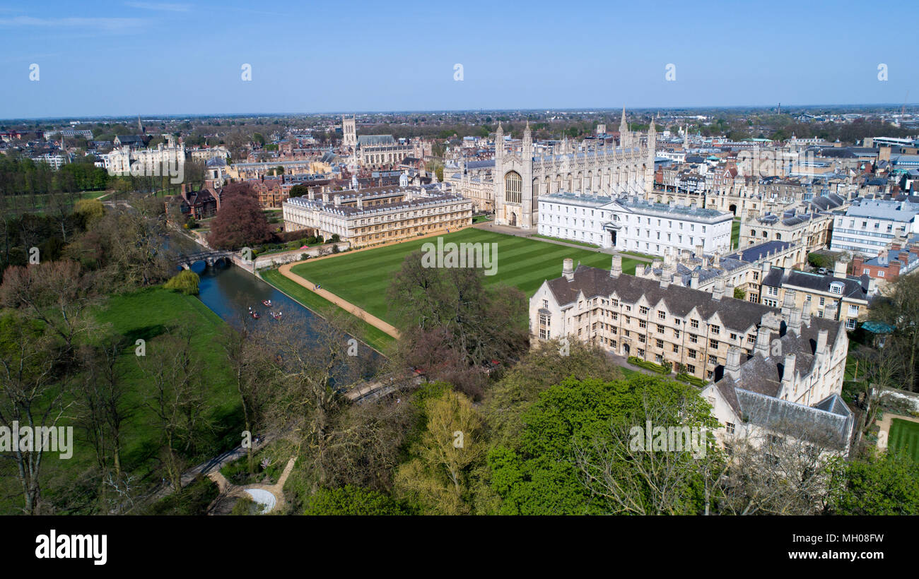 Aerial picture of The Backs and Cambridge University Stock Photo - Alamy