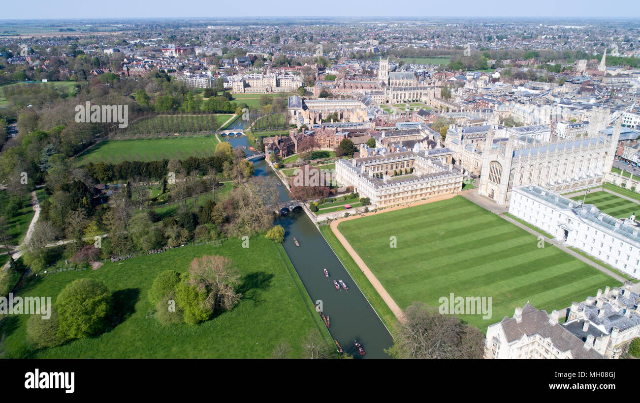 Aerial picture of The Backs and Cambridge University Stock Photo - Alamy