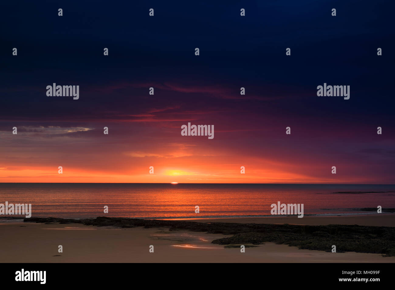 Sunrise over the North Sea, Northumberland, UK Stock Photo - Alamy
