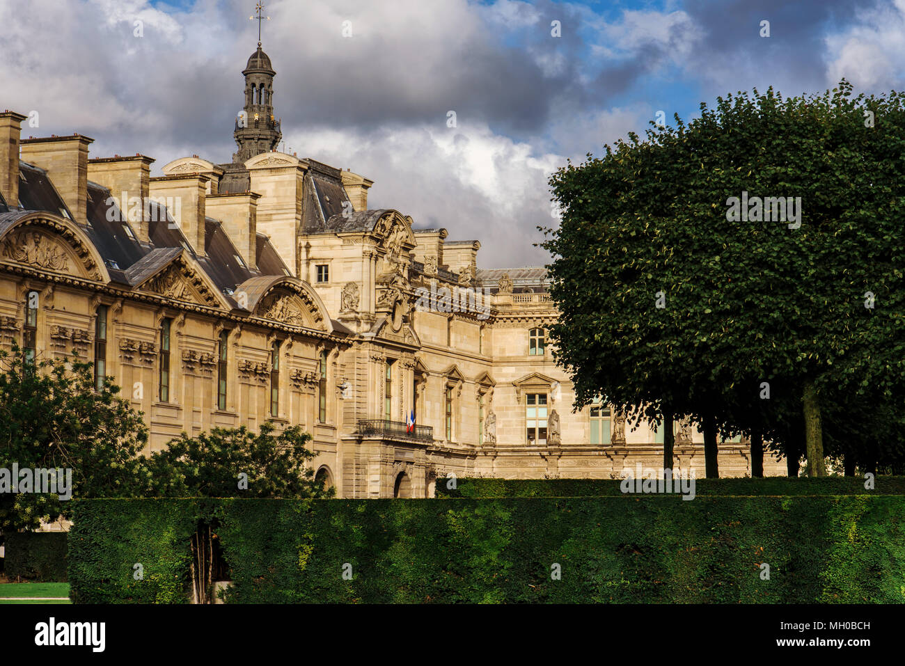Louvre Palace and Tuileries Garden View Stock Photo