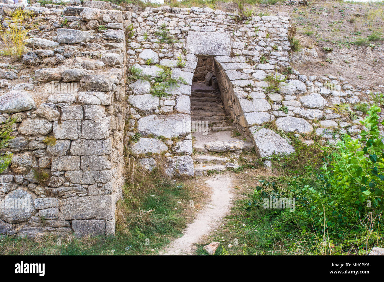 Entrance to the Royal Palace of Ugarit, Syria. Stock Photo