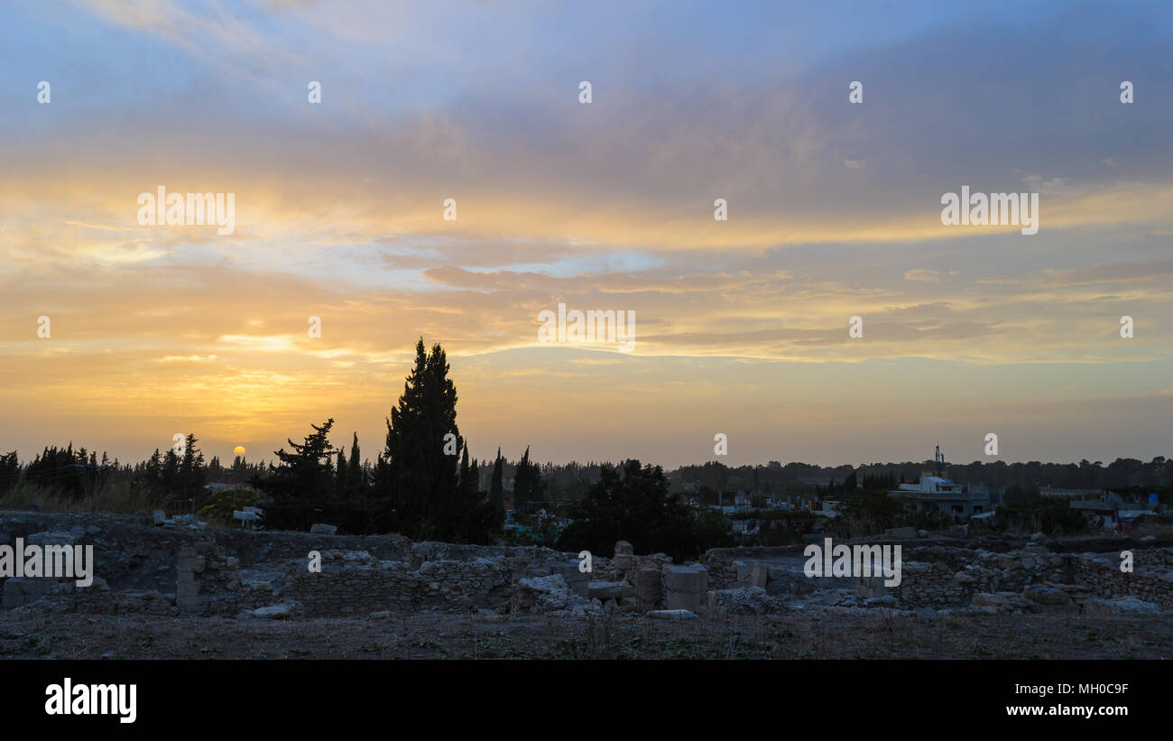 Sunset in Ugarit, Syria Stock Photo
