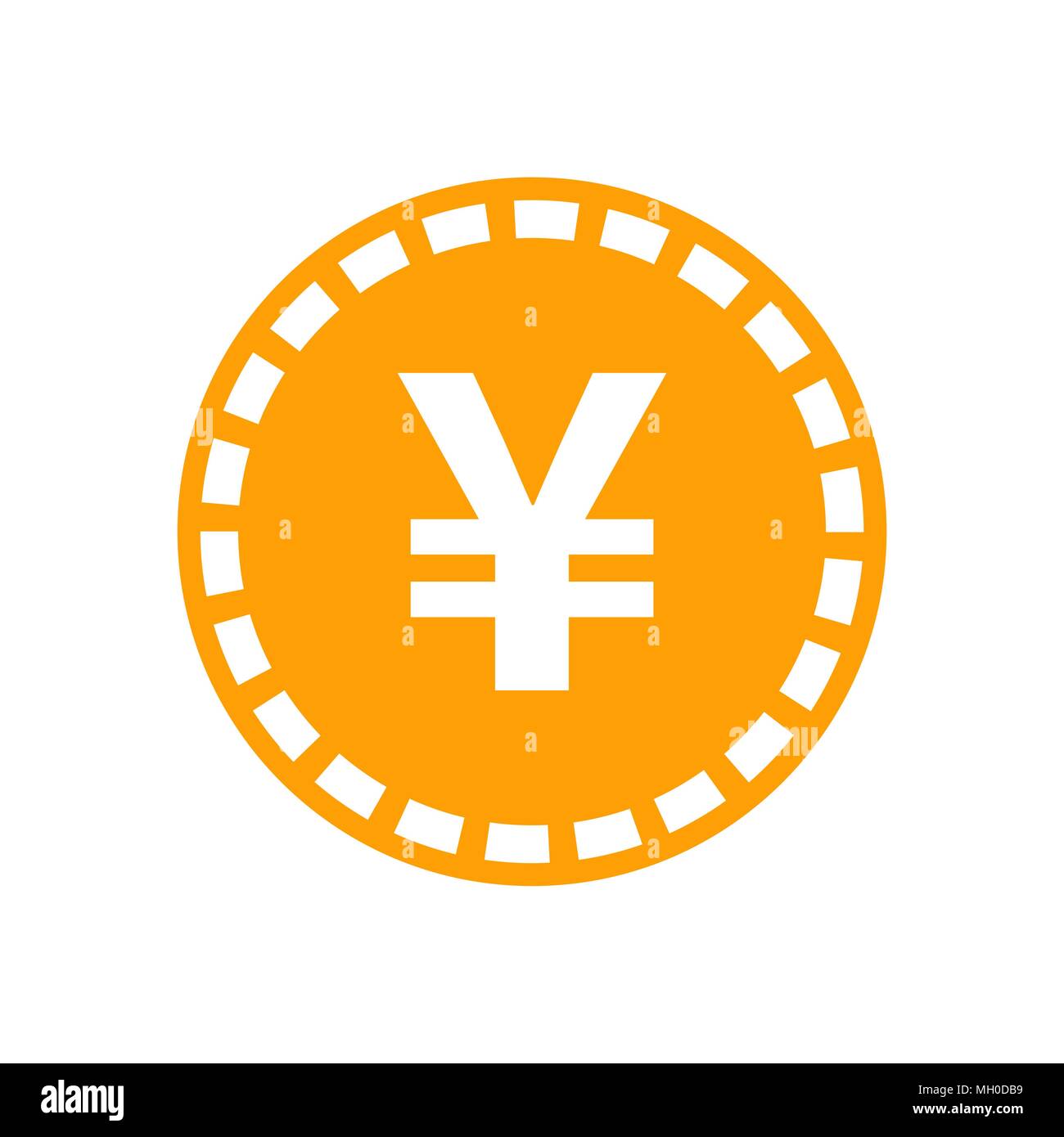 Yen Yuan Money Currency Vector Icon In Flat Style Yen Coin - 