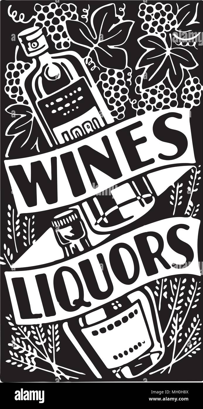 Wines And Liquors Retro Ad Art Banner Stock Vector Image & Art Alamy