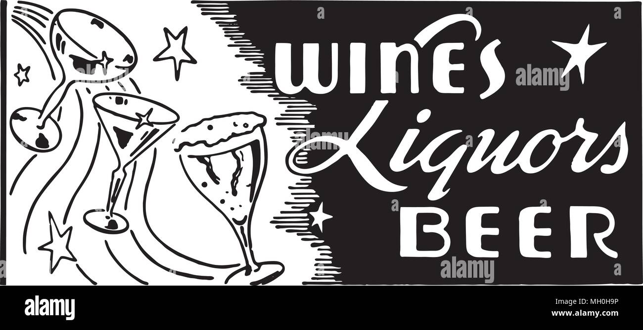 Wines Liquors Beer Retro Ad Art Banner Stock Vector Image & Art Alamy