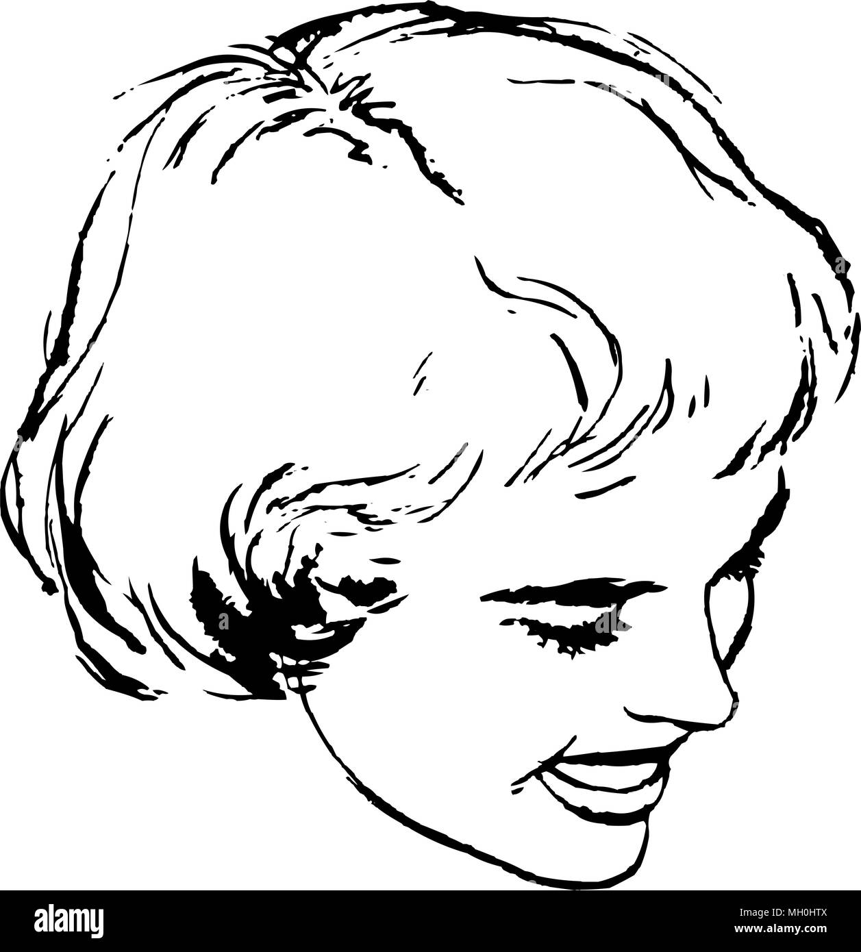 Womans Bob Hairstyle - Retro Clipart Illustration Stock Vector