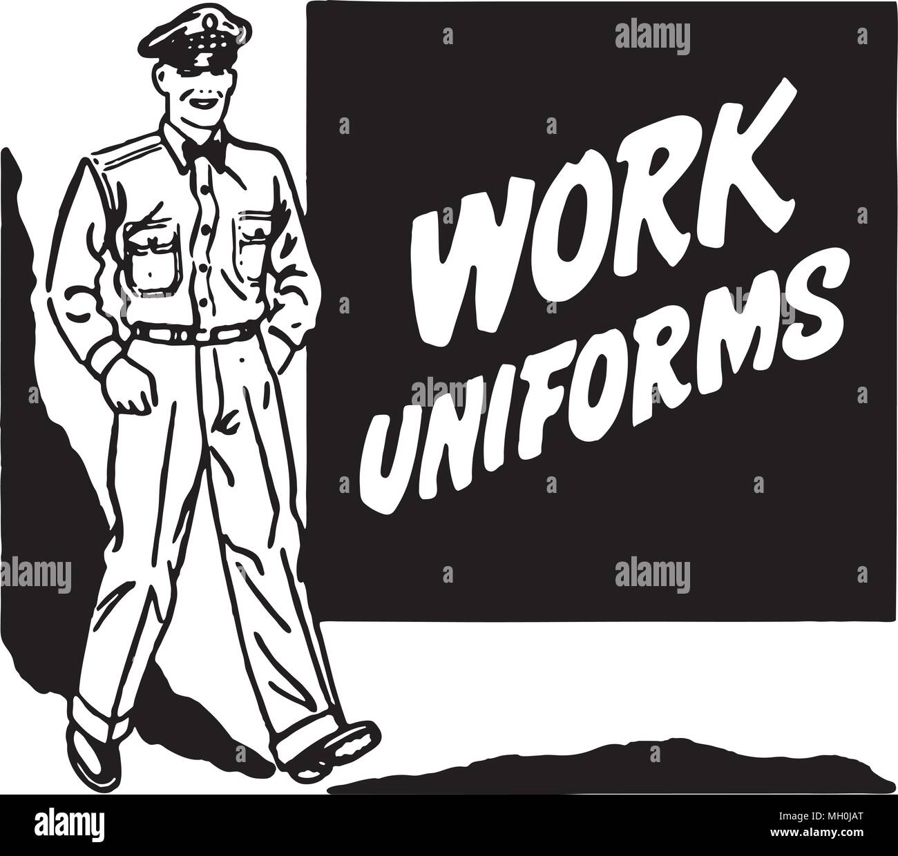 Work Uniforms - Retro Ad Art Banner Stock Vector