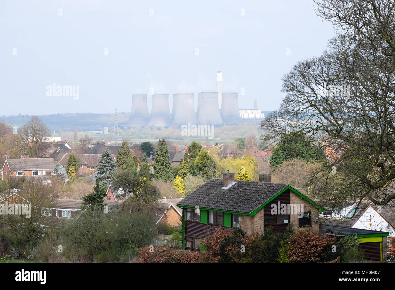 ratcliffe on soar power station looking from kegworth village Stock