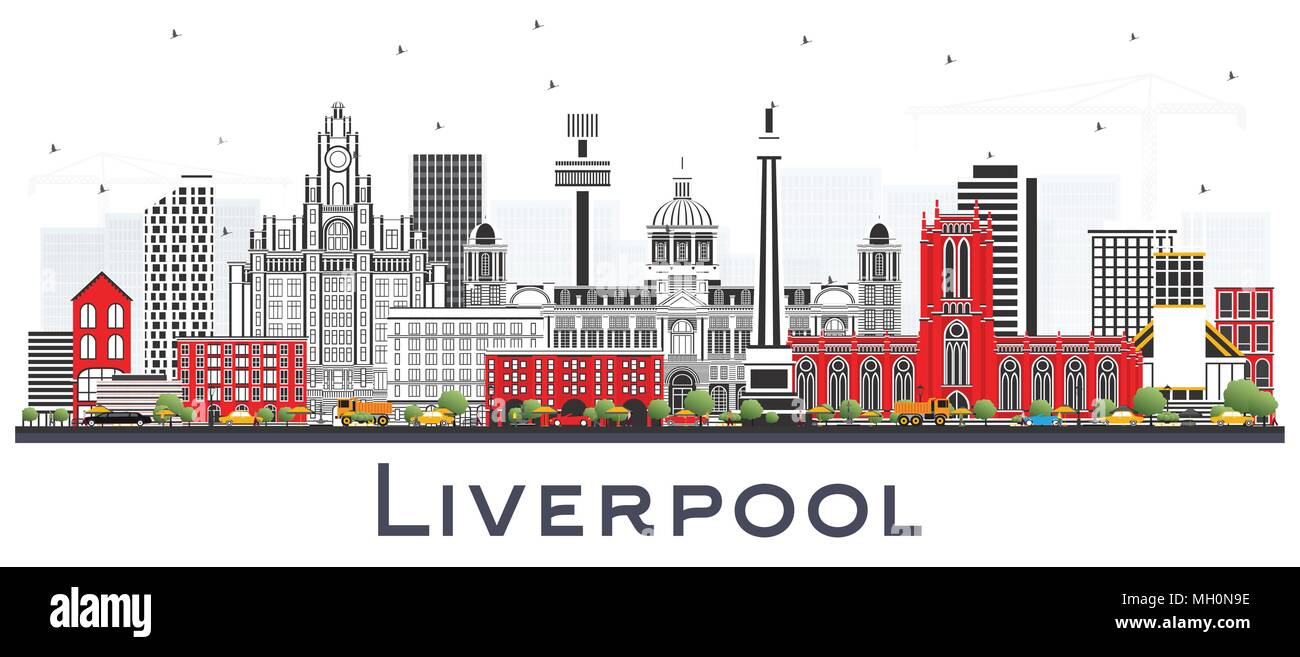 Liverpool Skyline With Color Buildings Isolated On White Vector Illustration Business Travel And Tourism Concept With Historic Architecture Stock Vector Image Art Alamy