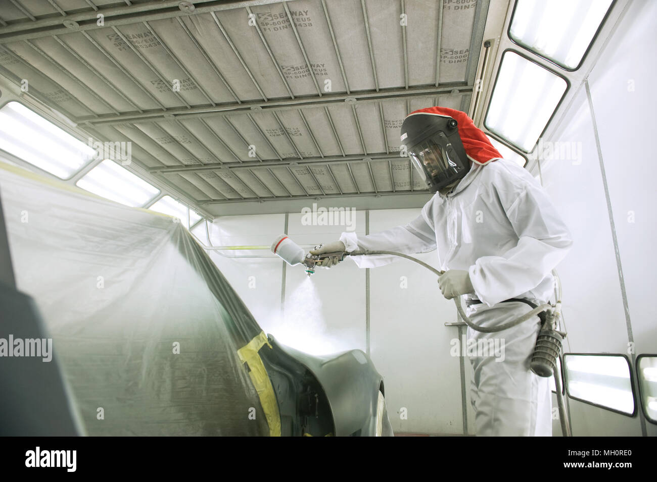 Car being resprayed in Stock Photo Alamy