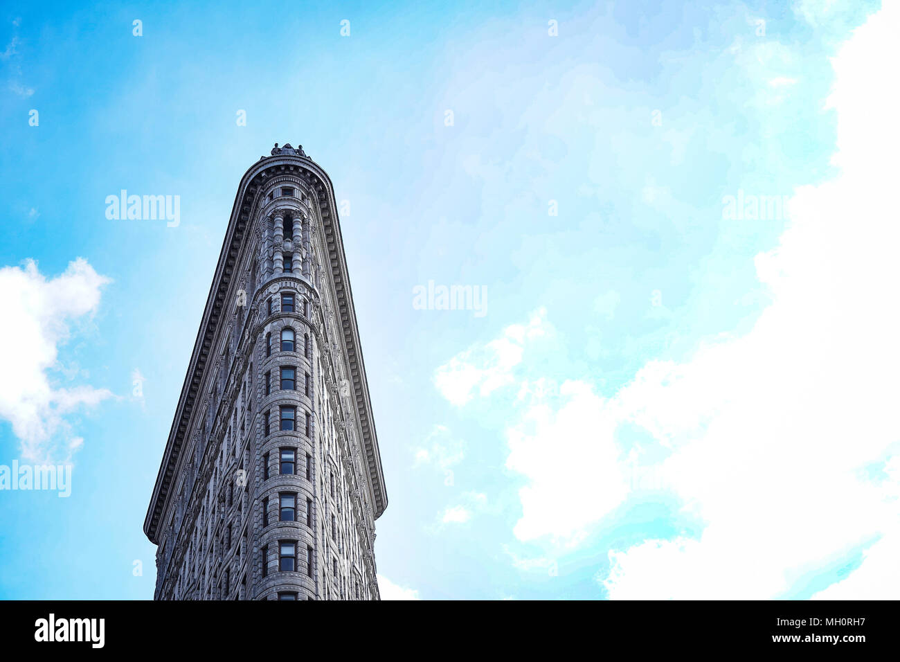 The Flat Iron building in New York City in the United States. From a series of travel photos in the United States. Photo date: Sunday, April 8, 2018.  Stock Photo