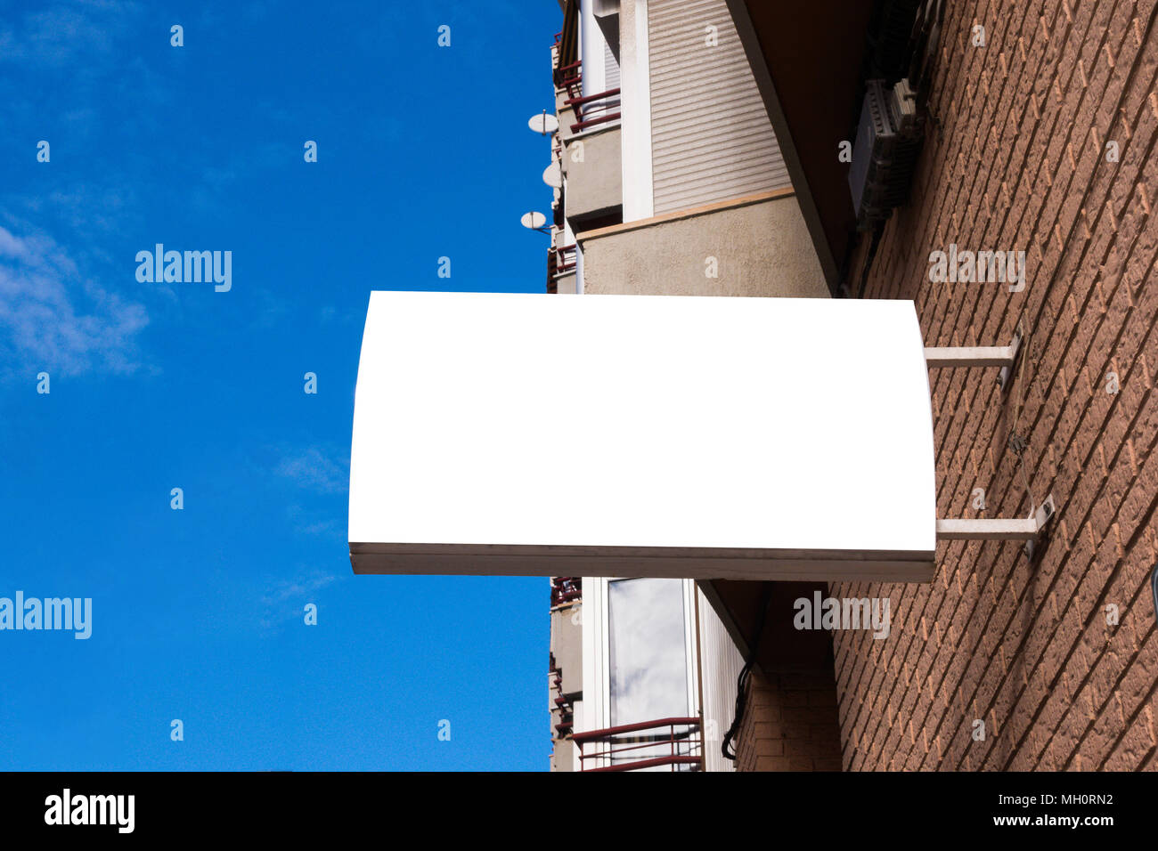 Signboard. Rectangular shape mock up on the wall Stock Photo