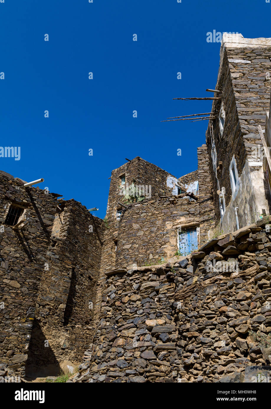 Rijal alma traditional village with typical aseeri architecture, Rijal
