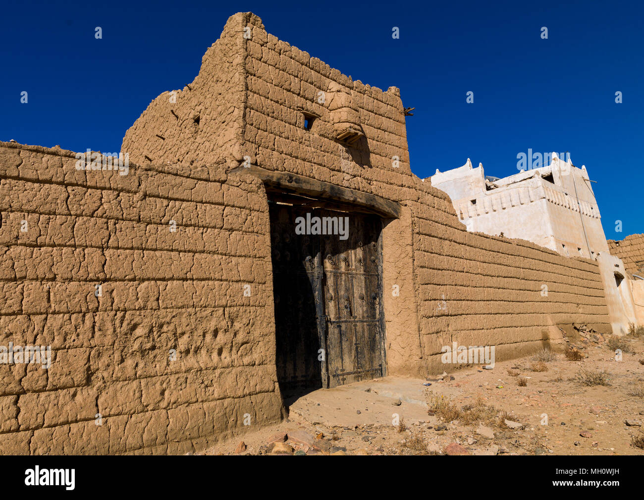 Traditional clay and silt homes in a village, Asir Province, Ahad Rafidah, Saudi Arabia Stock Photo
