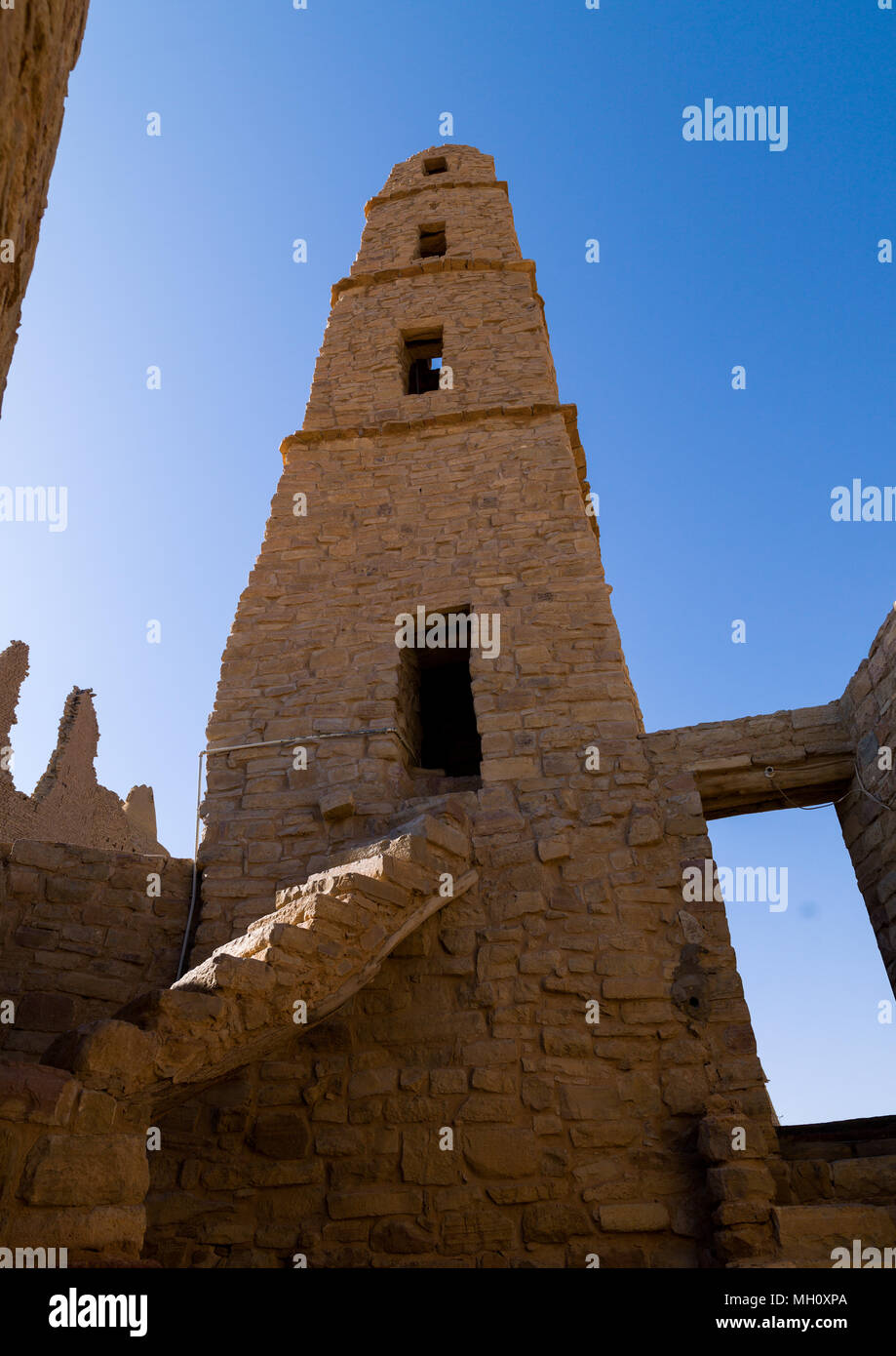 Omar ibn al-khattab mosque minaret, Al-Jawf Province, Dumat Al-Jandal, Saudi Arabia Stock Photo