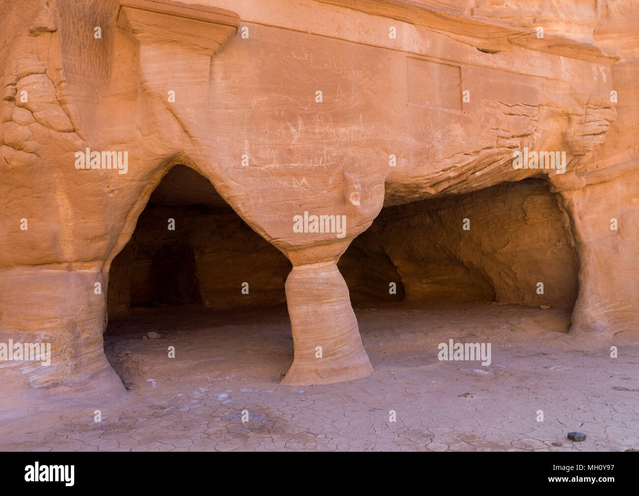 Old nabataean tomb in madain saleh archaeologic site, Al Madinah Province, Al-Ula, Saudi Arabia Stock Photo