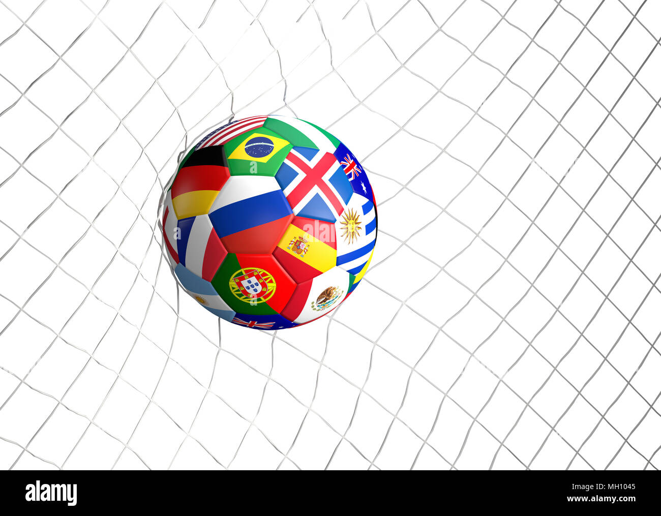soccer football ball soccer shot on goal 3d illustration Stock Photo