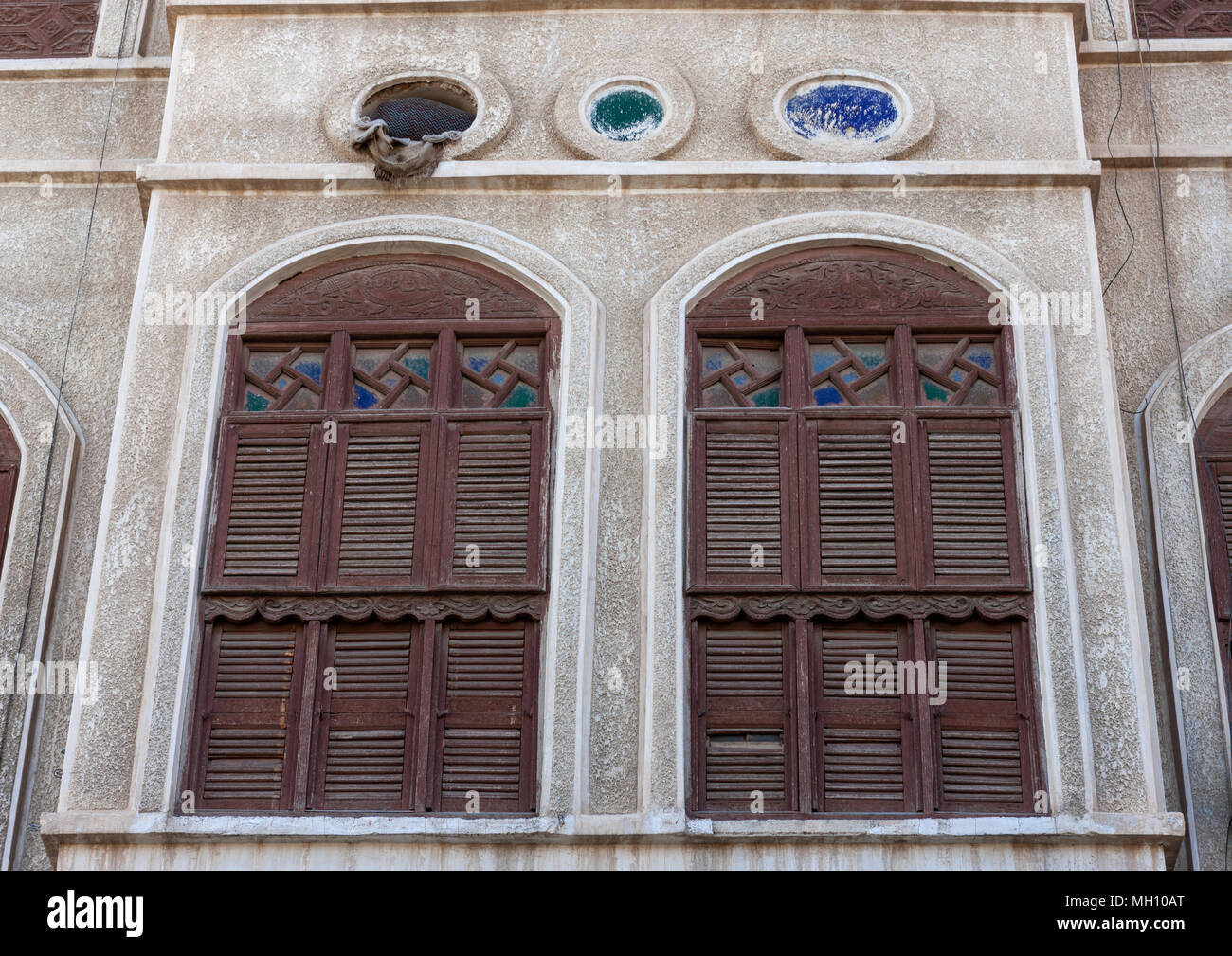Old ottoman house windows, Makkah province, Taif, Saudi Arabia Stock Photo
