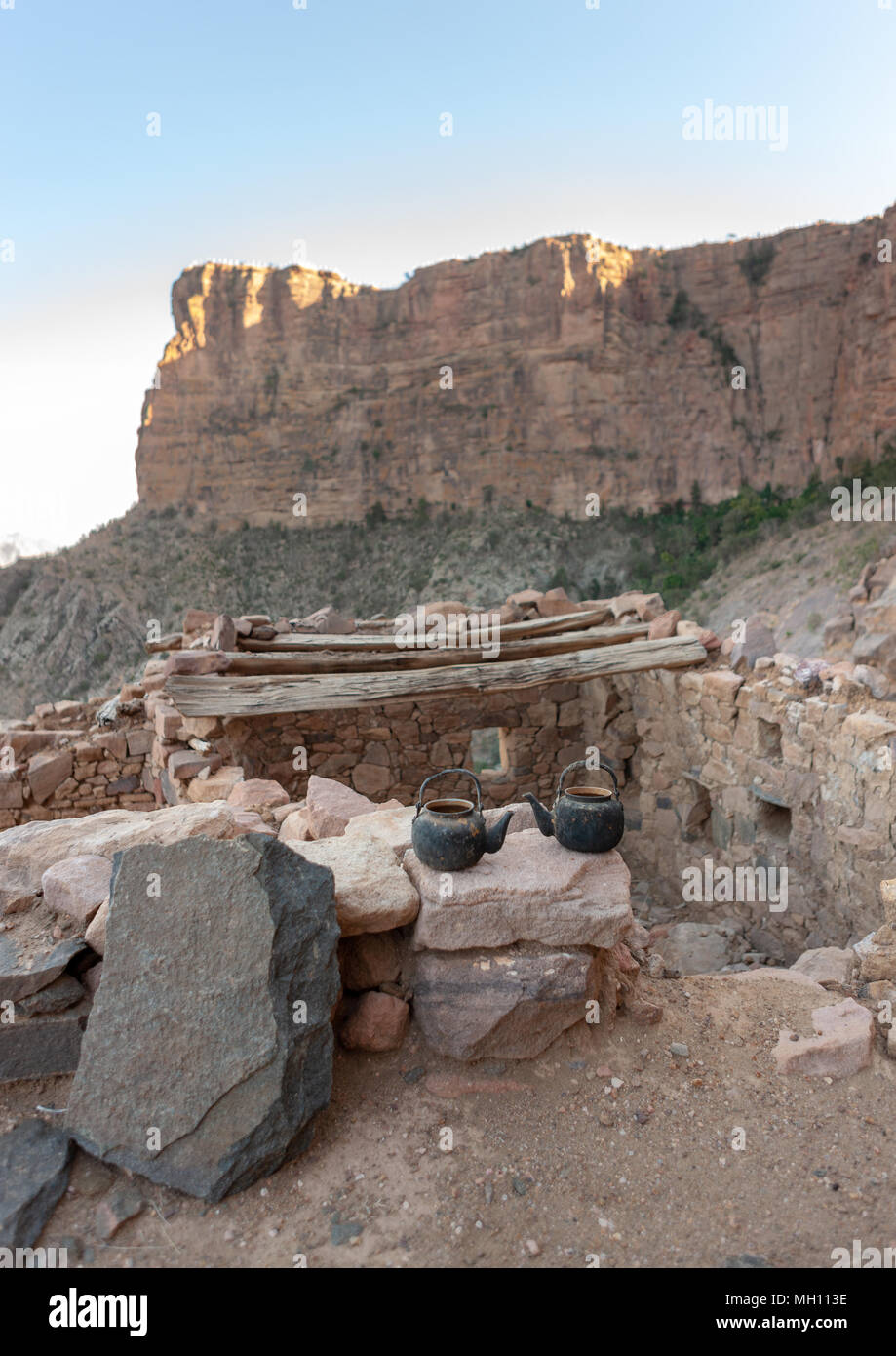 Old stones village near the yemeni border, Asir Province, Aseer, Saudi Arabia Stock Photo