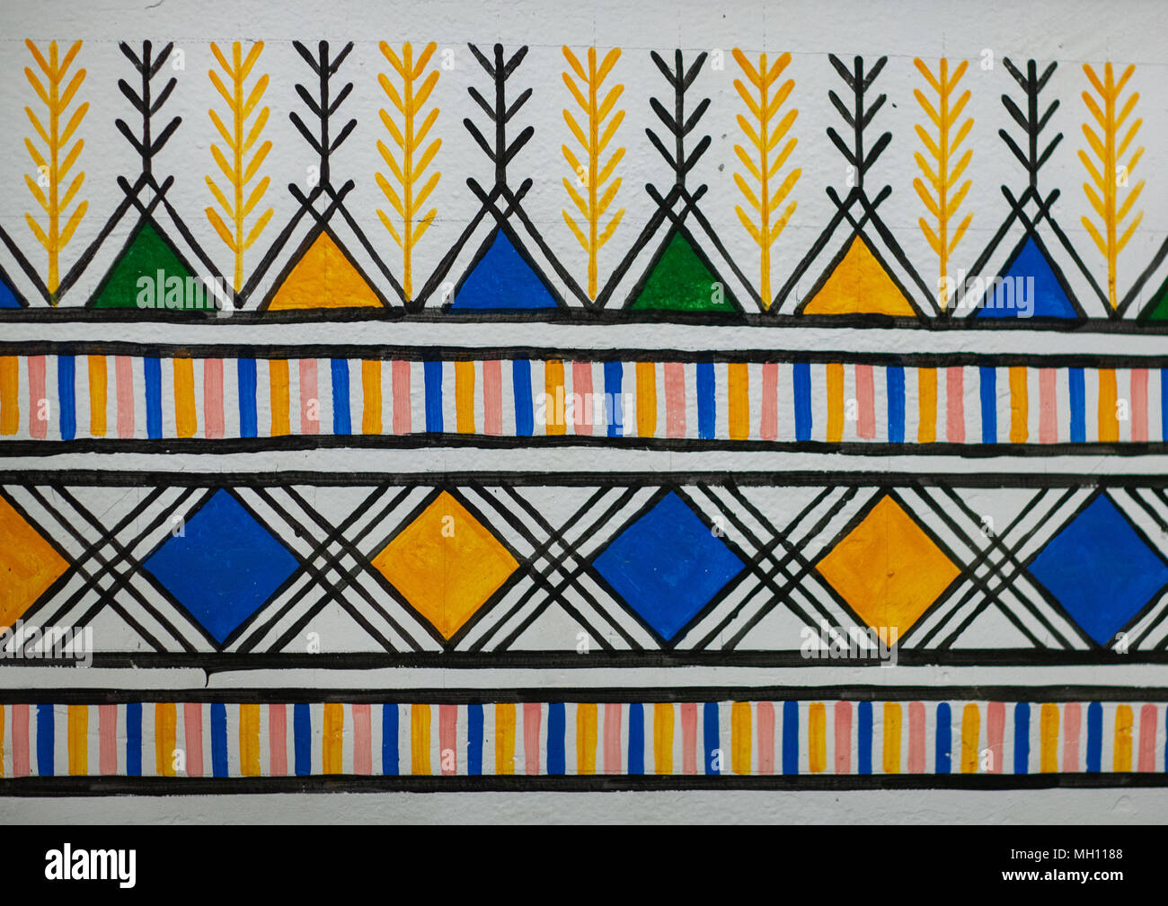 Traditional interior wall decoration made by the women called al-qatt