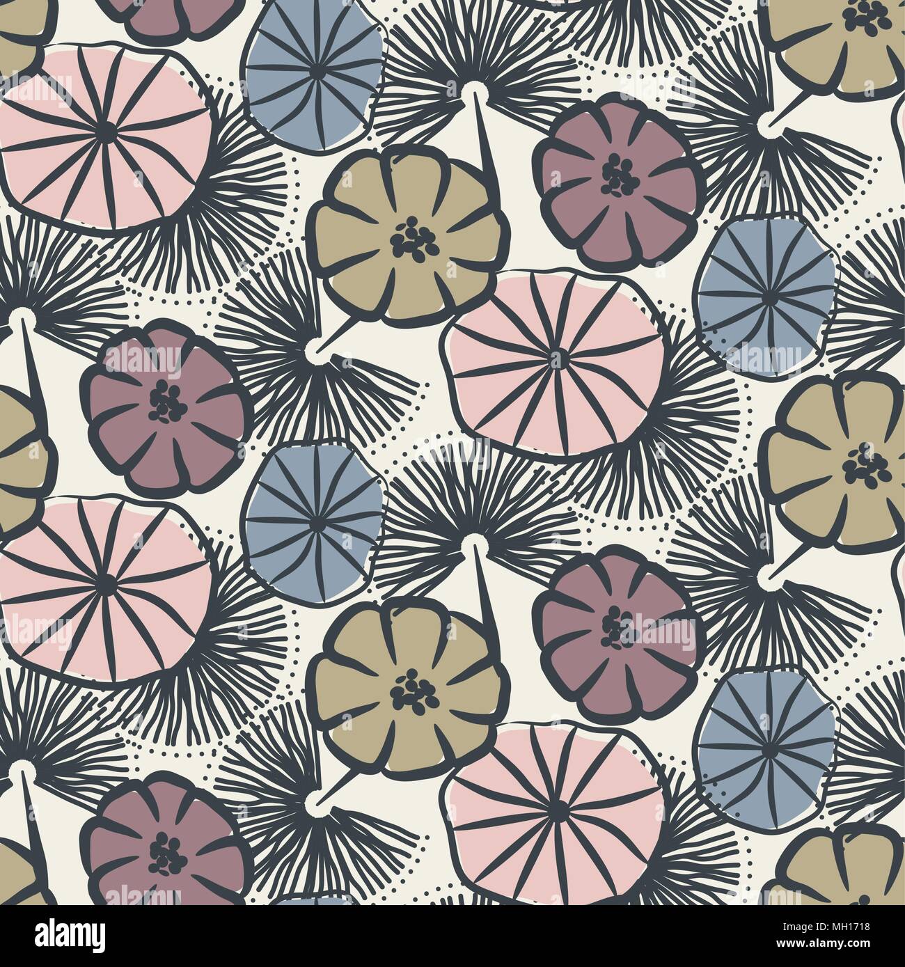 Flower seamless vector pattern illustration. Stock Vector
