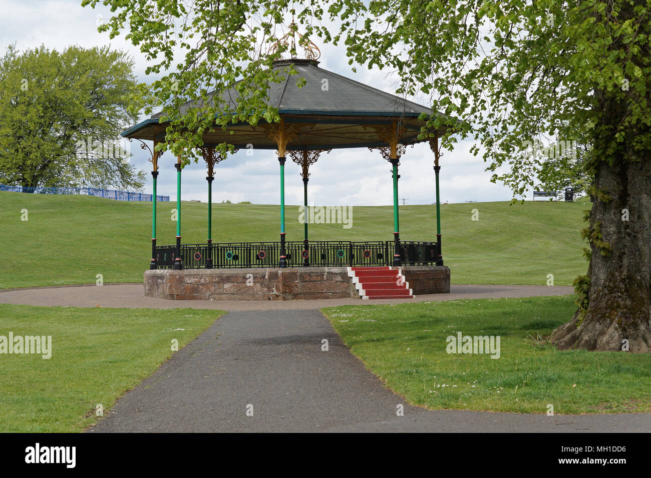 Strathaven Park Bandstand, John Hastie Park, South Lanarkshire on a Sunny Day Stock Photo