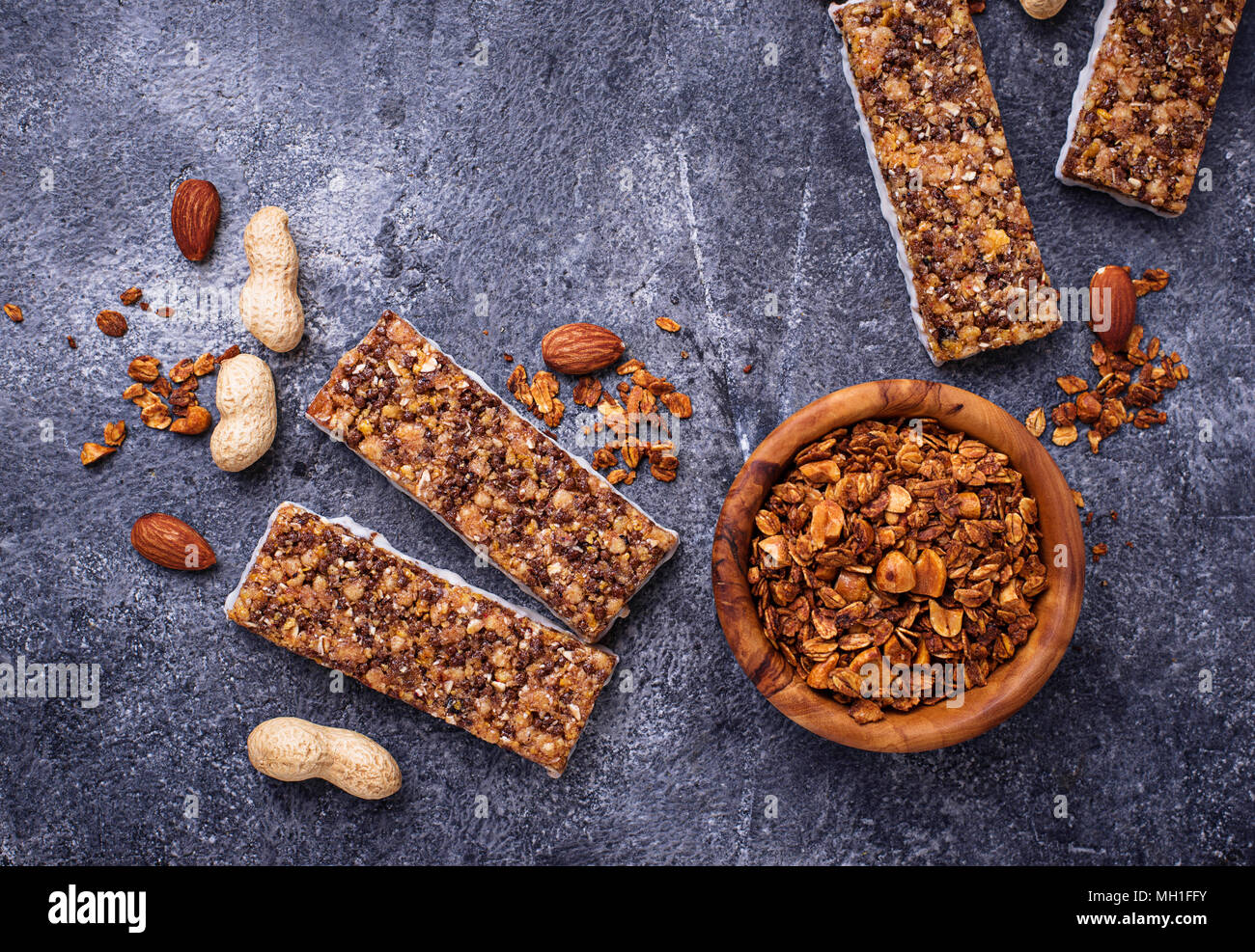Homemade granola bars with nuts Stock Photo Alamy