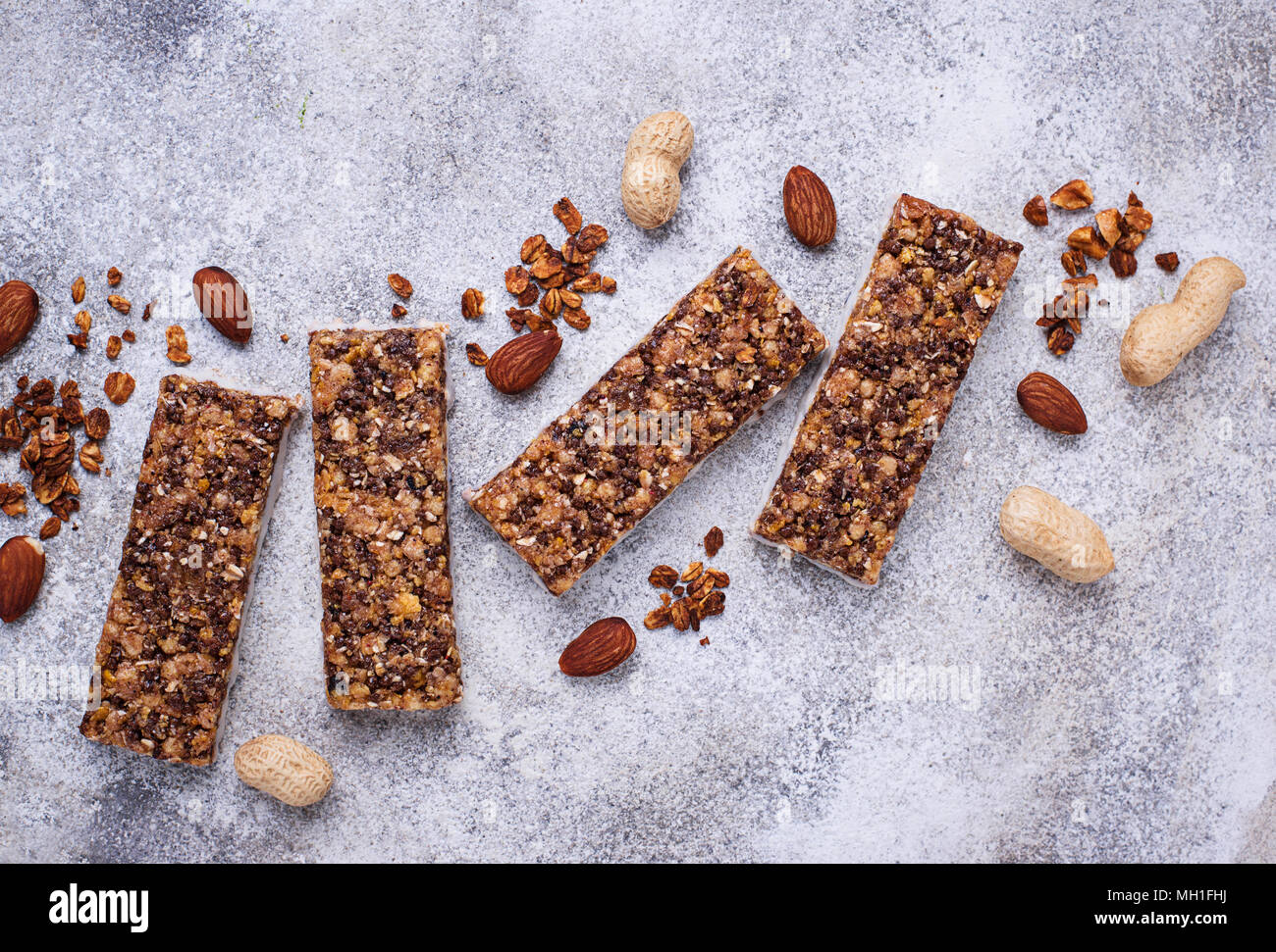Homemade granola bars with nuts Stock Photo Alamy