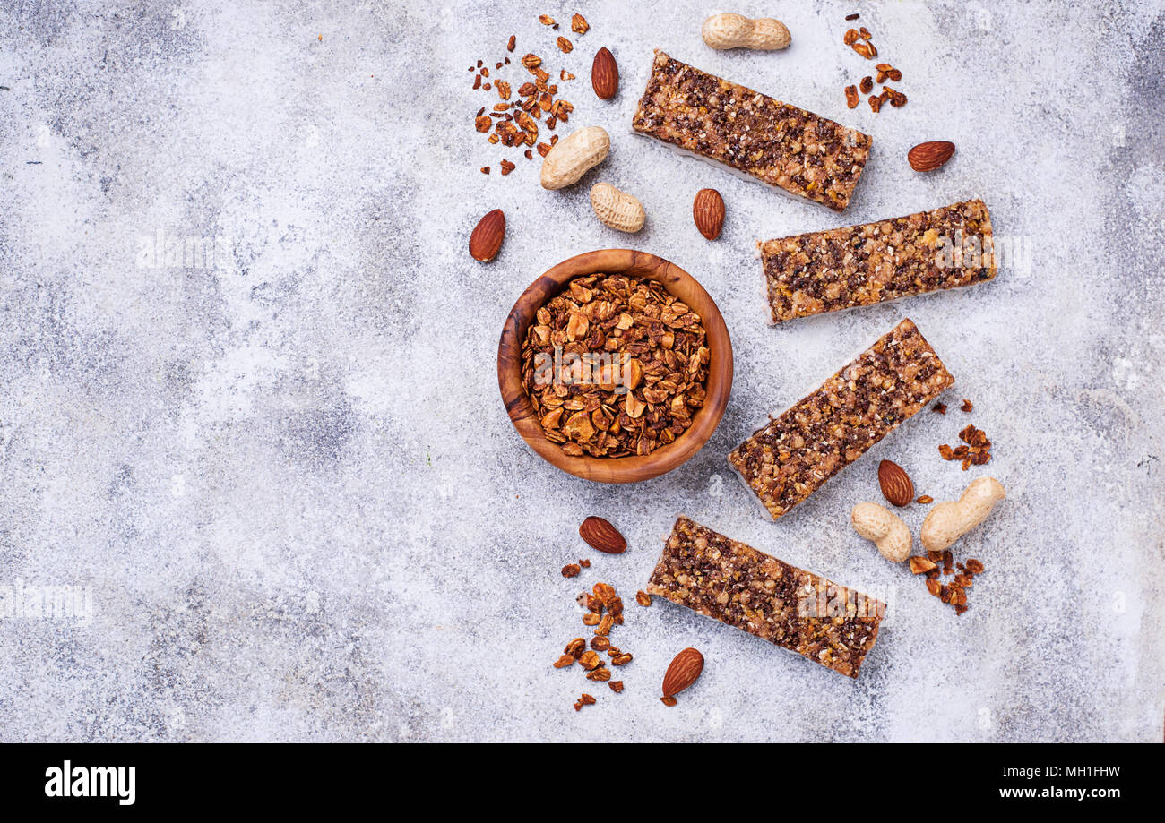 Homemade granola bars with nuts Stock Photo Alamy