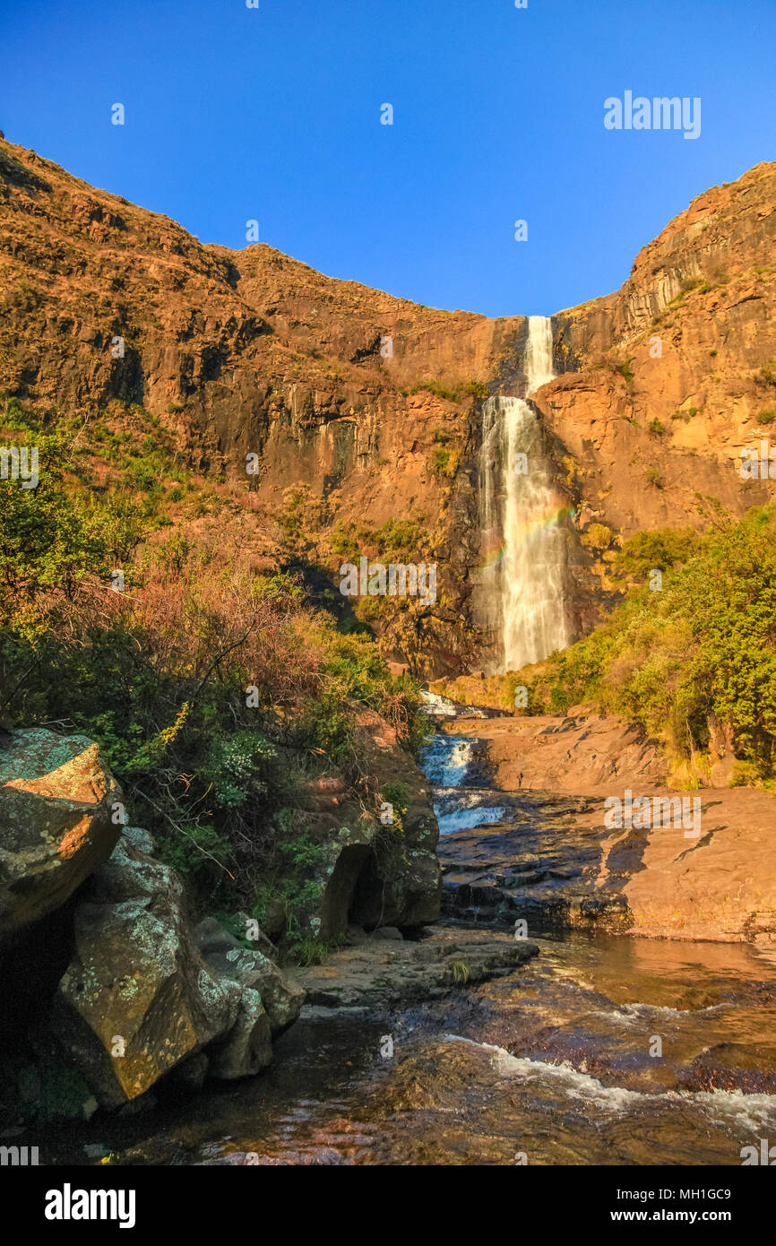 Waterfall in the remote kingdom of Lesotho Stock Photo