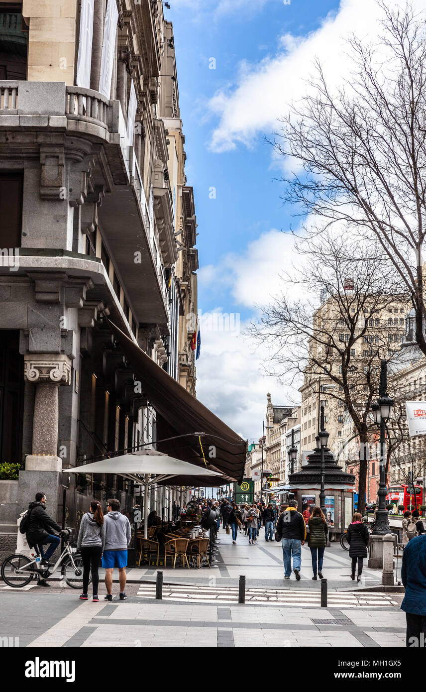 Calle de Alcalá street scene, Madrid, Spain. Stock Photo