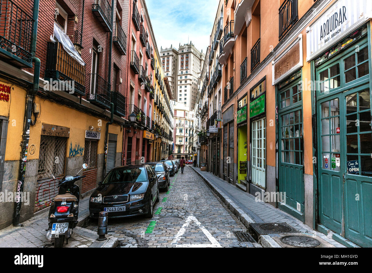 Calle Juan De Dios, street scene, Madrid, Spain. Stock Photo