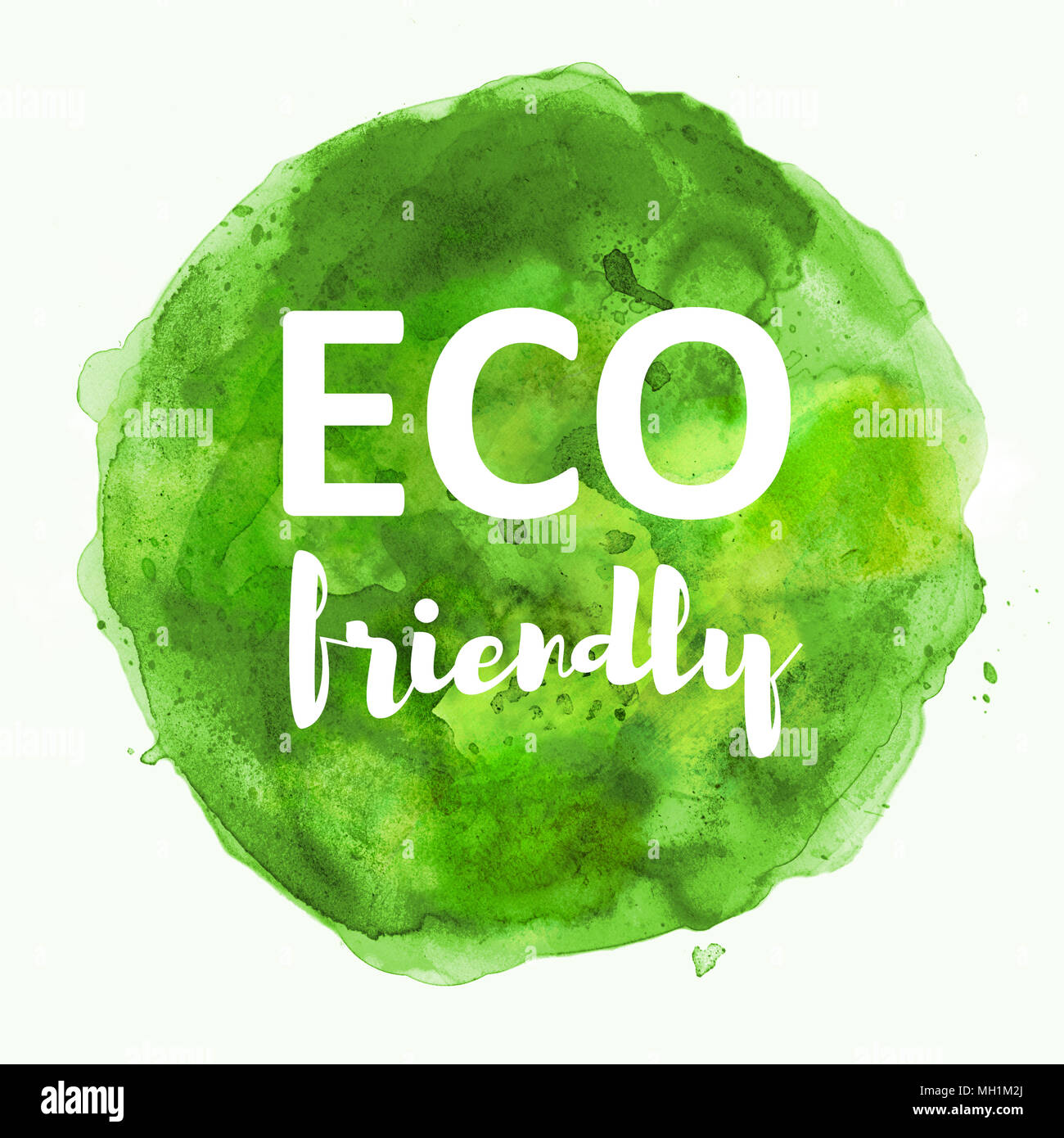 eco friendly on green watercolor background illustration Stock Photo