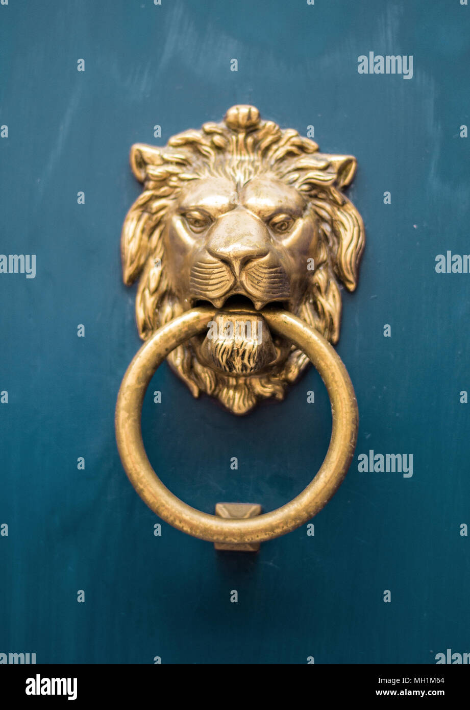 antique door knob lion head Stock Photo