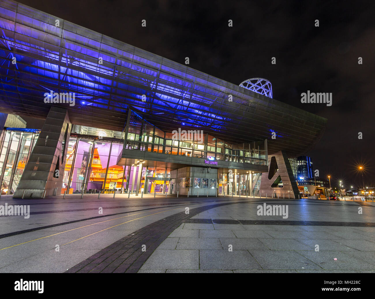Lowry theatre and galleries entrance at Salford Quays, Greater manchester, UK. Taken on 26 April 2018 Stock Photo