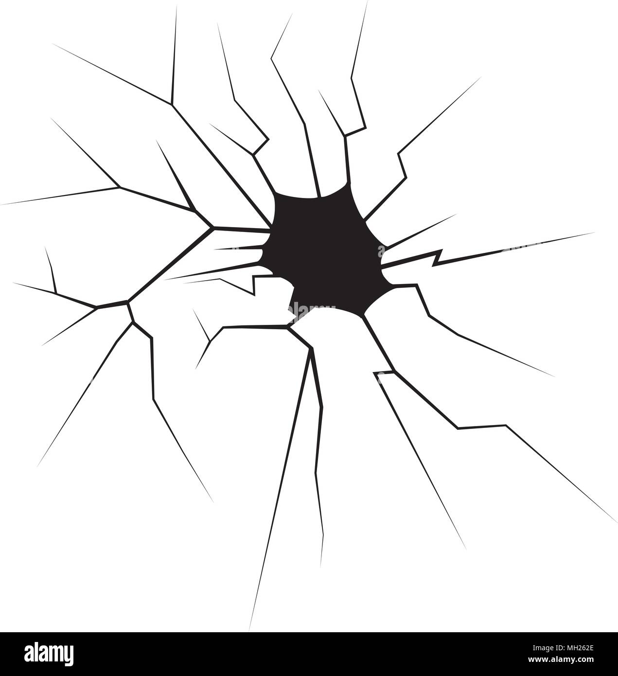 Black vector cracks, damage ground or broken glass ilustration Stock Vector