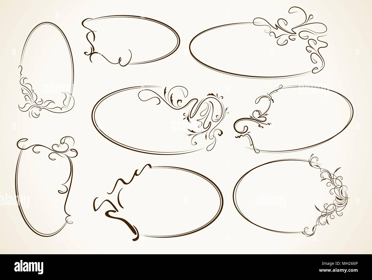 Big set, beautiful collection of oval frames. Vector illustration Stock ...