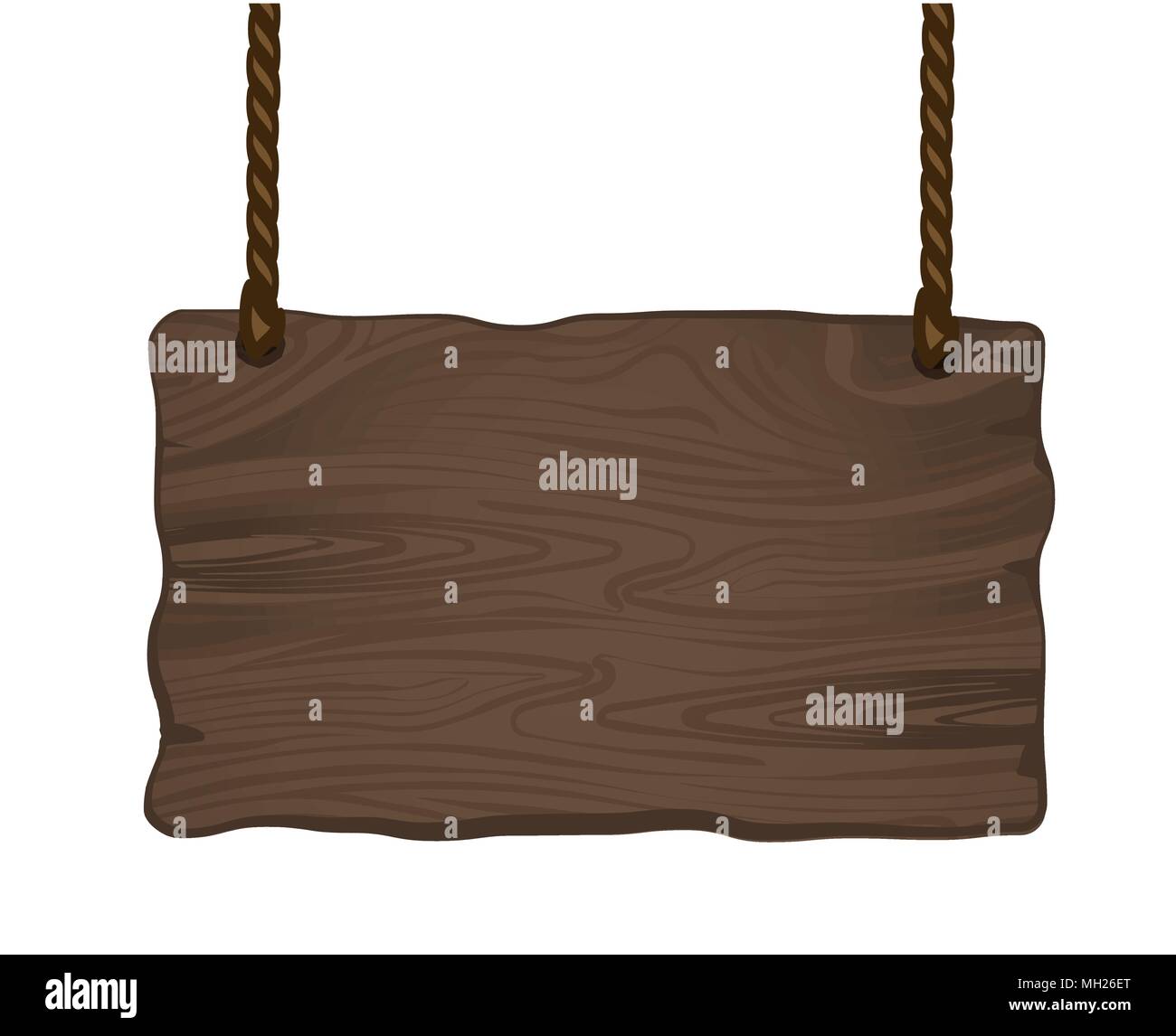 Old wooden sign with pair of ropes, detailed vector illustration Stock ...