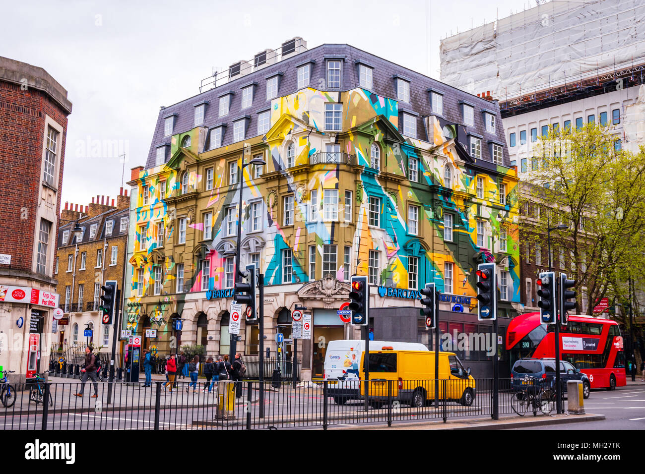 The Megaro hotel, a colourful building, opposite Kings Cross station in London UK Stock Photo