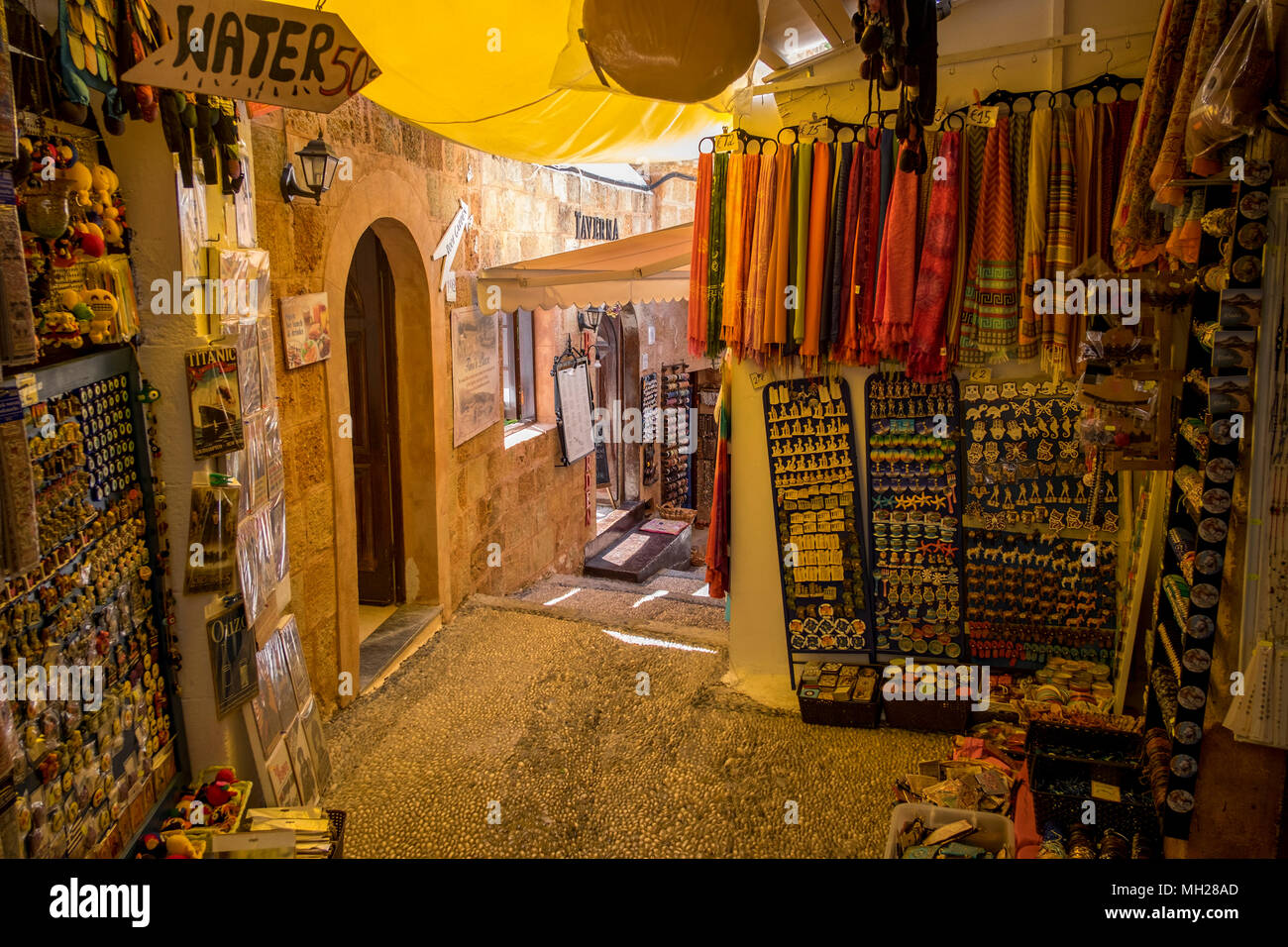 Shops in Lindos, Rhodes, Greece Stock Photo Alamy