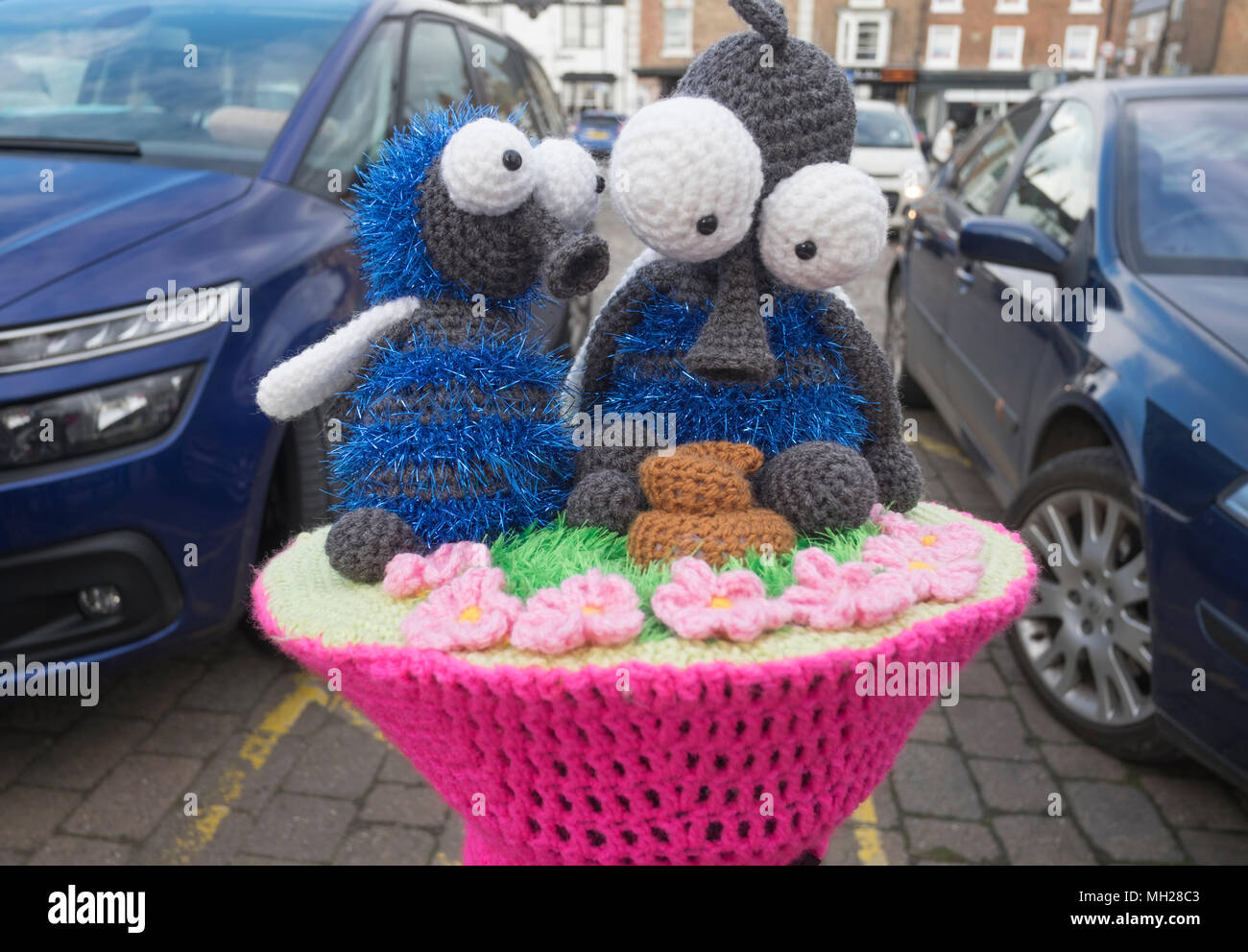 Yarn Bombers in Thirsk for Yorkshire Day Stock Photo