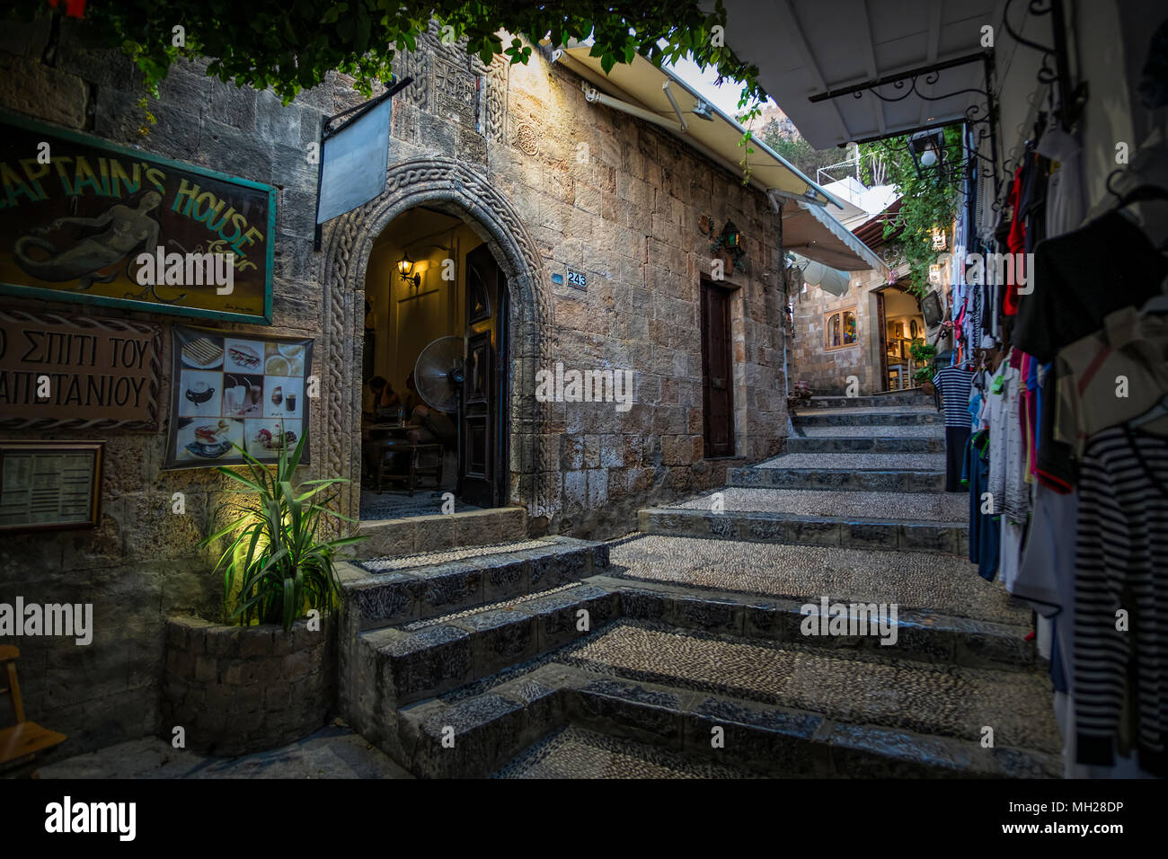 Rhodes the captains house bar lindos hires stock photography and