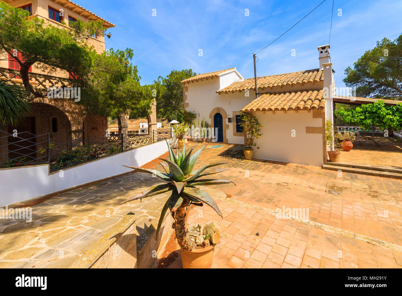 Square with typical Spanish house in Cala Figuera village, Majorca