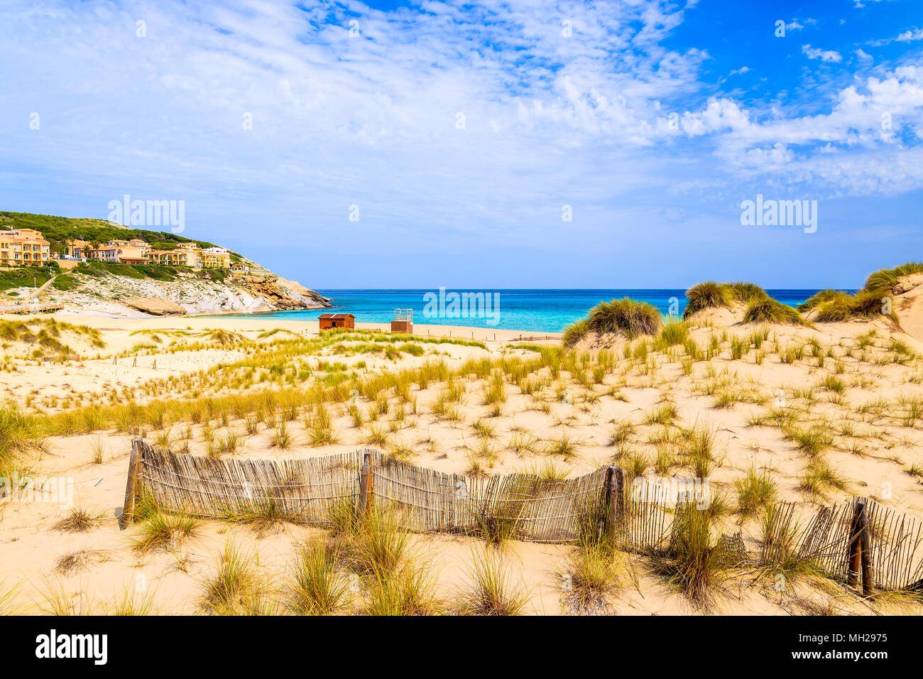 Sand dunes on Cala Mesquida beach, Majorca island, Spain Stock Photo